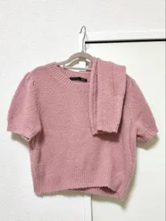 値下げalexanderwangリブニット ポロシャツ ピンク クロップド XS