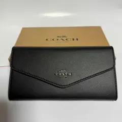 COACH コーチ 長財布 フラップ ブラック CU158