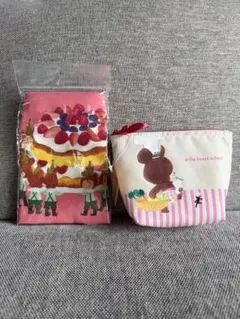くまのがっこう　ランチ巾着　ポーチ　2点セット　ケーキ
