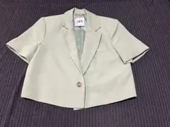即購入大歓迎❣️ ZARA 薄緑 ショート丈 ジャケット Mサイズ