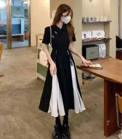 チャイナ風　ワンピース　黒