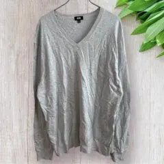 UNIQLO ユニクロ スーピマコットンVネックセーター ニット XL グレー