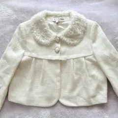 ファー付ツイードジャケット　130cm クリーニング済　入学式 ホワイト