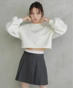 ココディール　サイドプリーツレイヤーデザインスカショ　ミニスカート