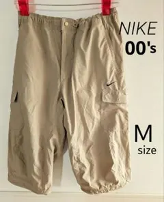 00s NIKE CLIMA八分丈 テック系ナイロンカーゴパンツ　メンズＭ　砂色