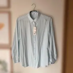 UNIQLO レーヨンブラウス 長袖 ライトブルー XL