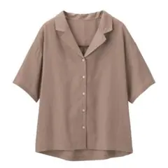 GU リネンブレンドオープンカラーシャツ[5分袖] ピンク