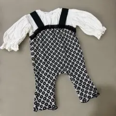 BREEZE 白黒花柄カバーオール