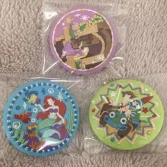 ディズニー刺繍缶バッジ ２ ラプンツェル、アリエル、トイストーリーの3個セット