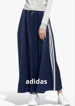 adidas アディダスオリジナルス ロングフレアスカート XOT紺のサムネイル