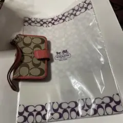 COACH ベージュ ピンク 携帯カバーとクリアファイル3枚