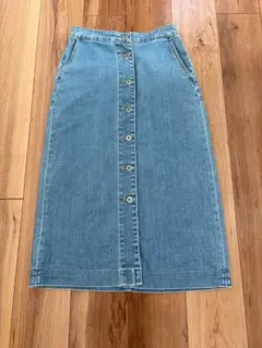 ユニクロデニムフロントボタンミディスカート(丈標準75～77cm）M