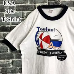 USA製 リンガーTシャツ 古着 デカロゴ 80s ヴィンテージ