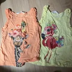 キリンとフラミンゴのタンクトップ2枚セット