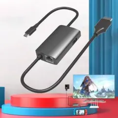 4in1 Switchドック 多機能 LANアダプター USBハブ