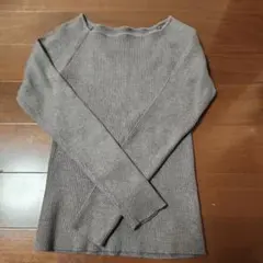 グレー リブ編み 長袖ニット