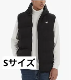 ダウンベスト　ダークグレー　ブラック　黒　防寒　撥水　保温　カジュアル　フード付