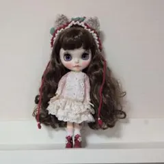 ブライス用 5点セット 赤糸刺繍 ハンドメイド ネオブライス用 斜め 