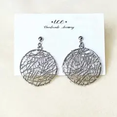 1025★シルバー　メロン　シンプル　大ぶり　ハンドメイド　ピアス　イヤリング