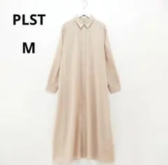 2way PLST リネンミックスフレアシャツワンピース プラステ　ベージュ M
