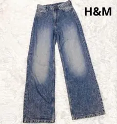 H&M ワイドストレートデニム34