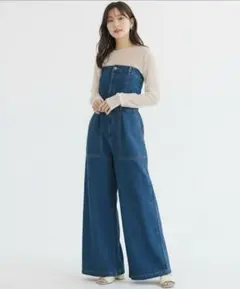 カスタネ　デニムベアサロペット