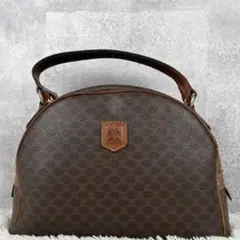 美品 CELINE PVC レザー トートバッグ マカダム柄 バニティ 茶 総柄