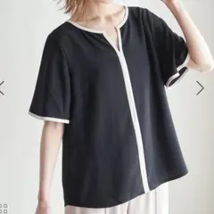 ROPE PICNIC 洗える/配色パイピングハーフスリーブブラウス38