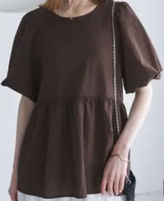 ロペピクニック　半袖バルーンぺプラムブラウス