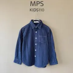 【MPS】KIDS110　紺　ピンストライプ　ネルシャツ　長袖シャツ　カジュアル