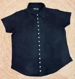 agnes b. PARIS♡アニエスベースナップボタン襟付き 半袖カットソー黒 