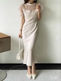 Dholic シアーコントラストパフマーメイドワンピースM 一度のみ着用 美品