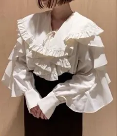 SNIDEL フリル長袖ブラウス