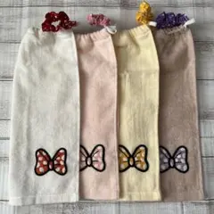 おりこうタオル おりこうエプロン リボンワッペン 一重 4枚セット