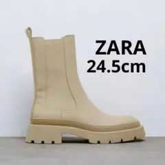 ZARA ザラ サイドゴアブーツ 厚底 アイボリー ショートブーツ 24.5cm