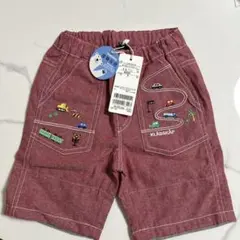 新品タグ付き　KLÄDSKÅP クレードスコープ 乗り物刺繍ハーフパンツ 80のサムネイル