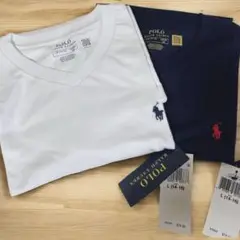 ポロ ラルフローレン VネックTシャツ　USモデル L （160）2枚セット