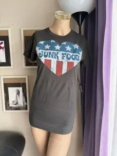 JUNK FOODアメリカTシャツLハート 星条旗柄y2k海外ガール
