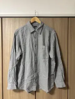 UNIQLO ユニクロ　グレー 長袖シャツ Lサイズ 胸ポケット付き