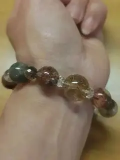 ゴールドルチル、ガーデンクォーツ 天然石ブレスレット
