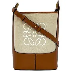ロエベ ショルダーバッグ ブラウン ベージュ アナグラム f-21320