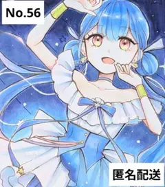 56　オリジナルイラスト　コピック　手描き　アナログ　原画　はがき　宇宙　彗星