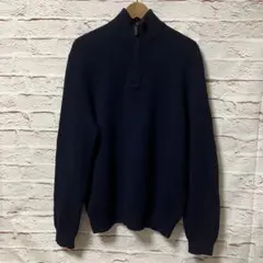 ラルフローレン ドライバーズニット ウール ハーフジップ 無地 L 90s