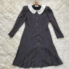 新品タグ付き　エムズグレイシー　 半袖膝丈ワンピース 黒×ベージュ　42 M's GRACY エムズグレイシー 半袖ワンピース 新品同様 サイズ:36