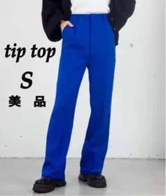 tip top ティップトップ　センタープレスセミフレアスラックス　ブルー　S