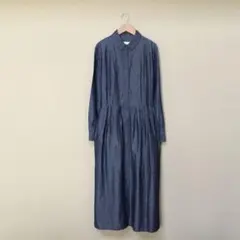 30's〜40's ヴィンテージ ワンピース シャンブレー グレー ピンタック