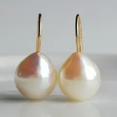 小ぶり　7mm　K14GF　パール　ひと粒フックピアス　あこや真珠　アコヤ