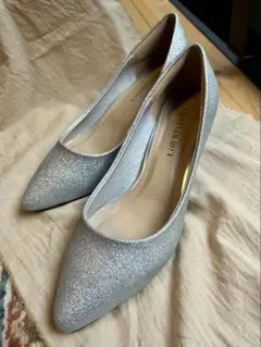 ポインテッドトゥ5.5cmヒールシルバーグリッター|卒業式 結婚式 パーティに