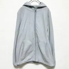 美品 ユニクロ【XL】フリースフルジップパーカ グレー 長袖 無地