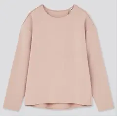 ユニクロ ストレッチダブルフェイスプルオーバー 長袖 ピンク M